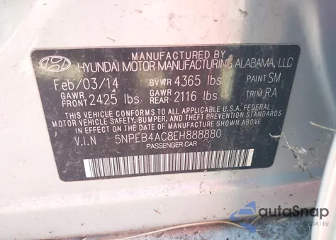 2014 Hyundai Sonata Gls из США, поврежденный, VIN 5NPEB4AC8EH888880